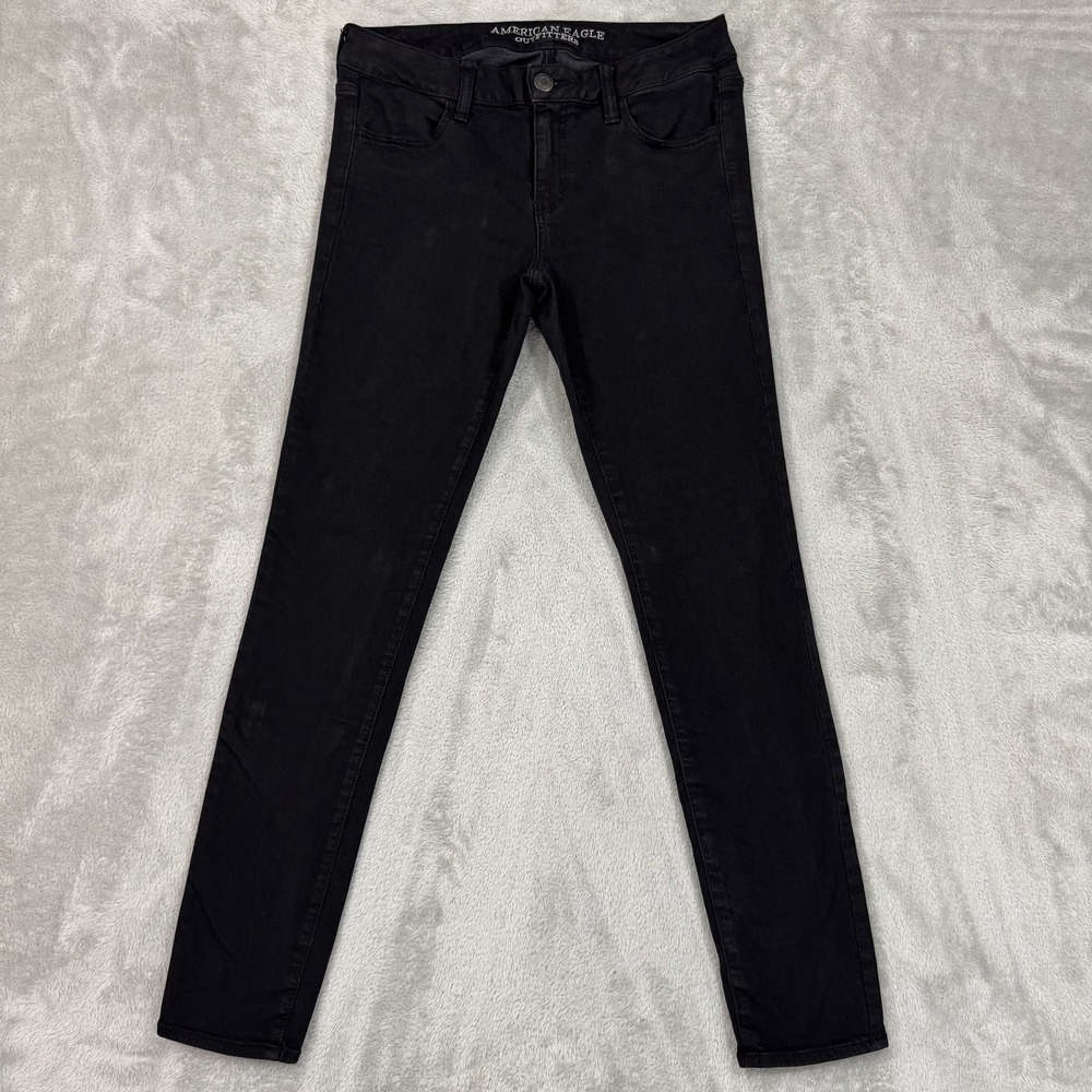 American Eagle Jeans Women's Black Jegging Slim Mid Rise 10 Stretch Denim Cotton